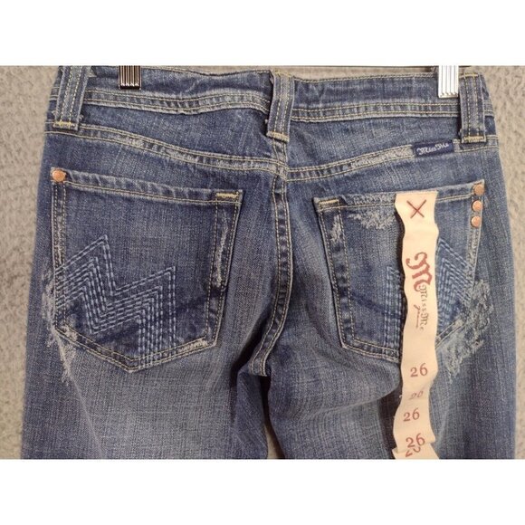 Miss Me NEW Boyfriend Dark Wash Mid Rise Distressed Crop Jeans Women's Size‎ 26 - Picture 5 of 13